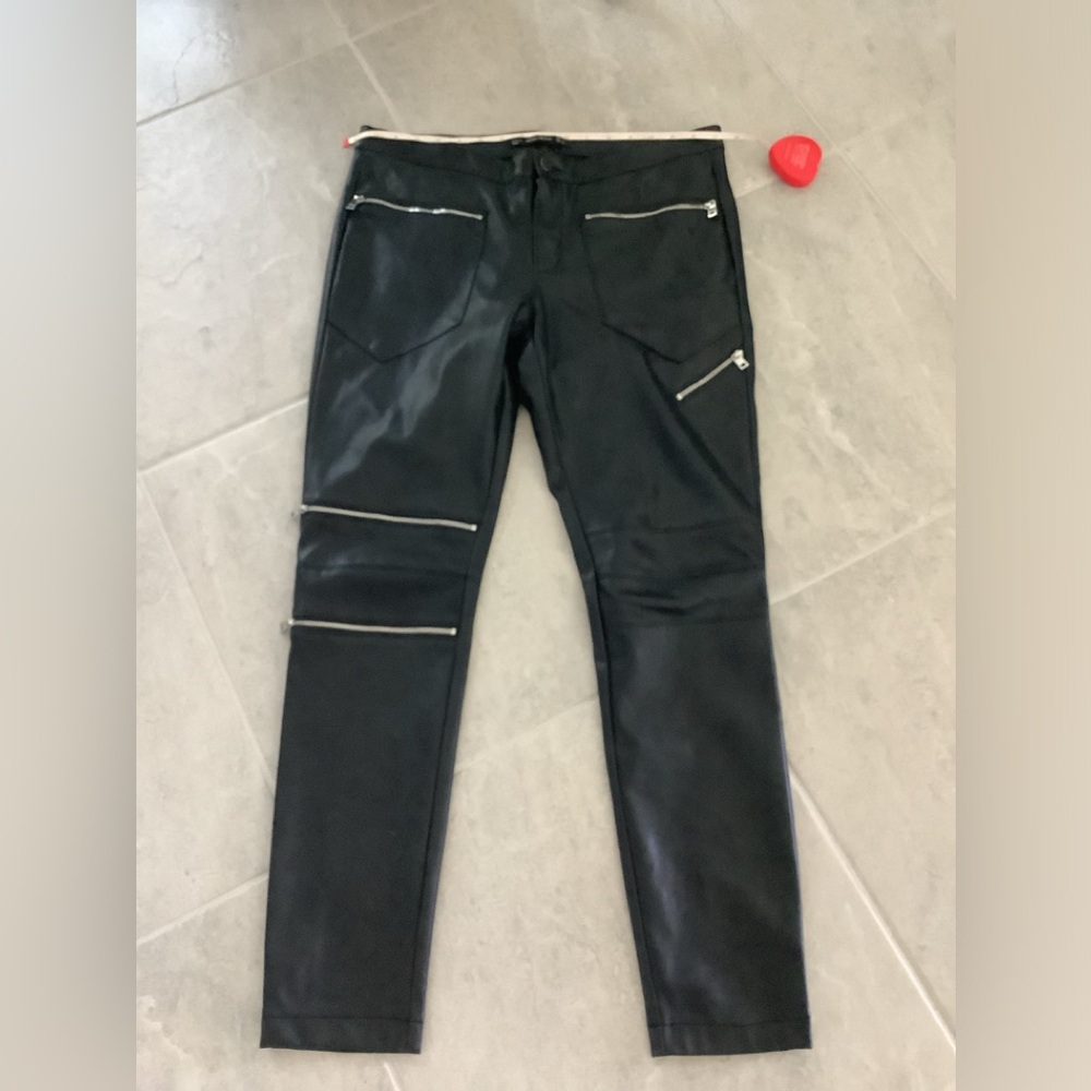 Zara faux leather zip Moto biker pants XL